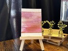 ACEO Art Card Original “Blue Specks Over Blush” 61/100 — photo 1