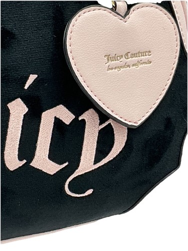 Juicy Couture Bowler Bag Embroidered Crossbody Purse Handbag Satchel Heart Charm - Picture 3 of 6