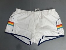 Vintage 1970s 80s Men s Swim Trunks White Four Bros 37w 2 Inseam