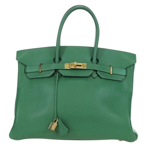 Hermes Birkin Handbag Green Togo With Gold Hardware Green Leather