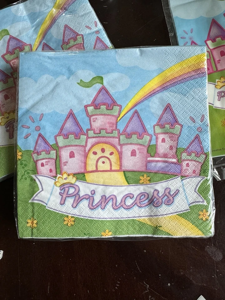 Princess Party Supplies Paper Cups Napkins Blowouts Loot Bags Girl Birthday - Image 3 of 4