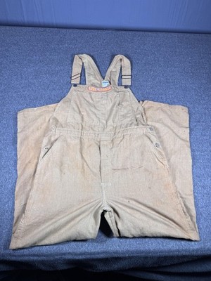 Vintage Workrite Bib Overalls Mens Extra Large Khaki Twill Duke Power USA