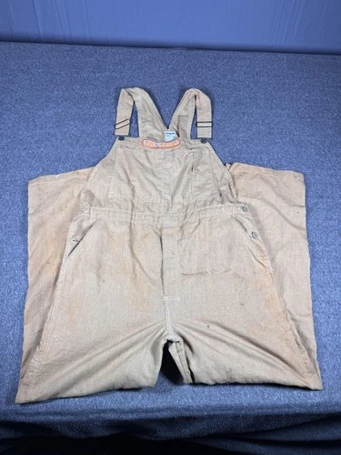 Vintage Workrite Bib Overalls Mens Extra Large Khaki Twill Duke Power USA - product listing photo