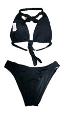 Victoria's Secret 2 Pc Swim Womens Bottom Large Top Medium Black Bikini Set