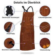 Schweißerschürze Aus Spaltleder Braun – 60x105 Cm, Rindsleder-Schutzschürze Für Arbeiten