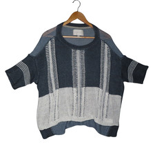 Bronchu Walker Women Sweater Medium Multicolor Linen Esposed Seam Boxy Open Knit