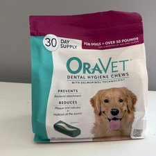 30 ORAVET Dental Chews Dogs Oral Care Hygiene Chews Large - EXPIRED 2025