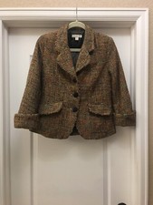Coldwater Creek Tweed Cuff Pocket Button Brown Multicolor Jacket Size P8