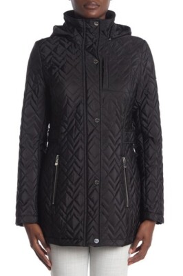 NWT Calvin Klein Quilted Chevron Jacket BLACK $200 Size: S