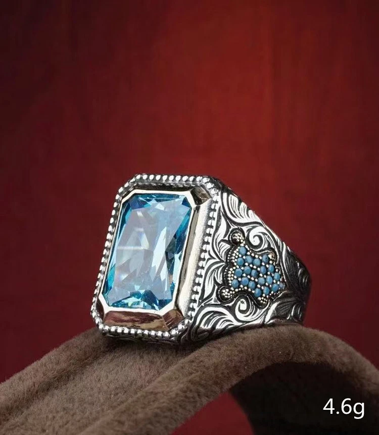 Lote al por mayor de 20 piezas de joyas mezcladas piedra turquesa natural plata P anillos para dama Foto 4 de 4