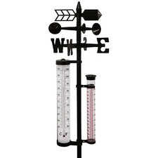 Garten Wetterstation 145cm Regenmesser Windmesser Thermometer Wettermessung 