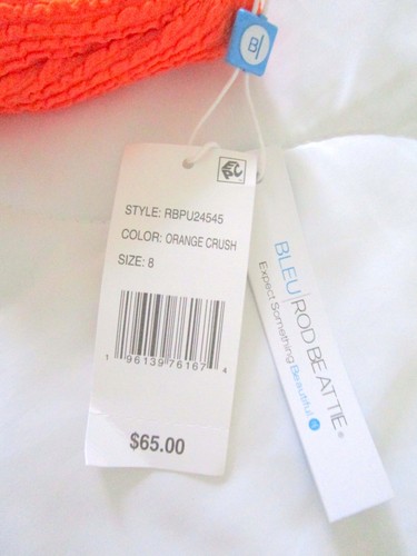 NEW Bleu Rod Beattie Sz 8 / 40D Pucker Up High Waist Bikini Bottoms Orange NWT - Picture 4 of 9
