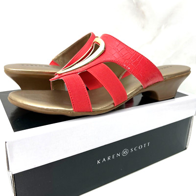 Karen Scott Women's Coral Croc Engle Slip On Glide Sandals Shoes