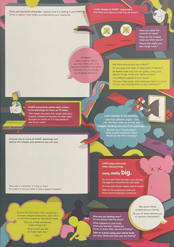 KAWS - 1 (Yorkshire Sculpture Park) YSP 2016 actividades familiares folleto original Foto 3 de 4