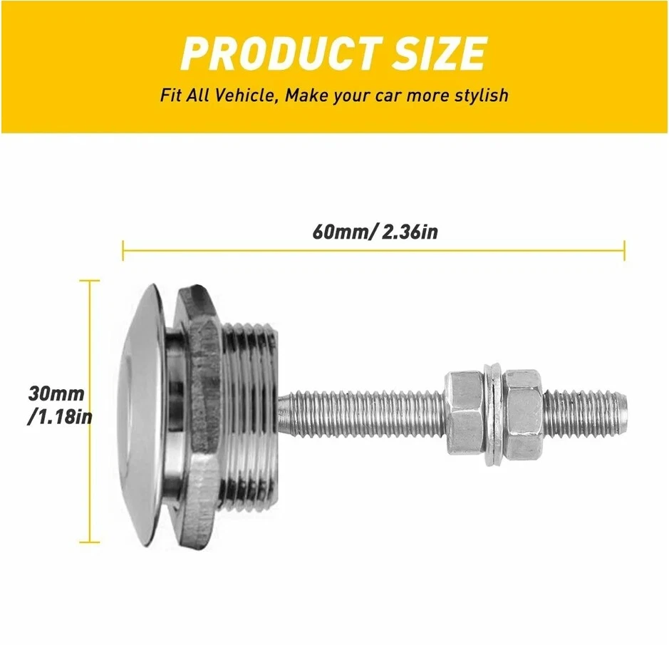 4X Kit de capó de botón pulsador con clip de bloqueo de cierre de aleación de aluminio para capó de placa de coche automático Foto 2 de 4