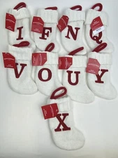 Wondershop Initial Monogram Knit Mini Stocking 7" Xmas White New