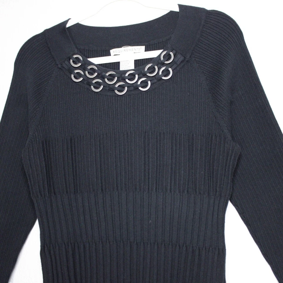 Blusa Vintage Requisitos Talla XL Acanalada Tejida Metal Ojal Cuello Capricho Foto 3 de 4