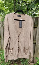 Kallspin Men  s XL Cardigan Sweater 15 Cashmere Wool Blend V Neck Buttons