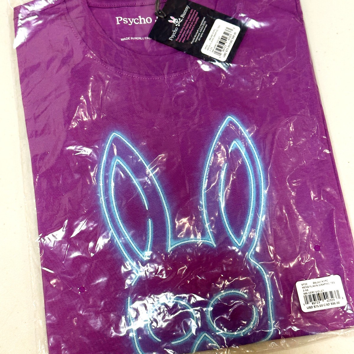 【オシャレ】Psycho Bunny ピーコート　ネイビー　刺繍ワッペン　XL オシャレ】Psycho Bunny ピーコート ネイビー 刺繍ワッペン XL