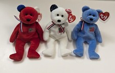 Ty Beanie Baby America Bears Trio Red White And Blue- MWMT