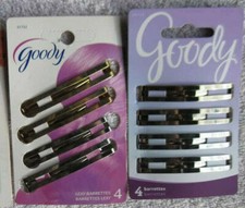 4 Goody Gold Silver Lexy Stay Tight Double Bar Metal Hair Barrettes Flat Secure