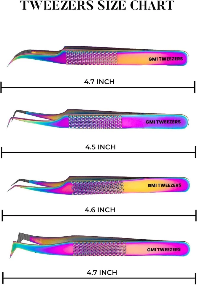 Fiber Tip Lash Tweezers- Pack of 4 Eyelash Extension Tweezers Professional - Image 3 of 4