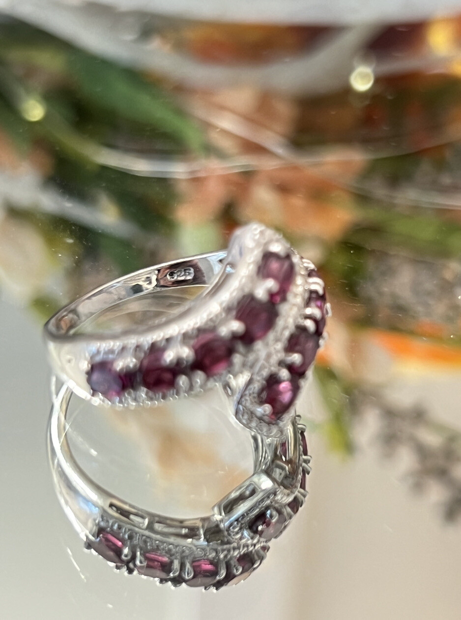 Sterling Silver STS Raspberry Rhodolite Garnet Bypass… - Gem