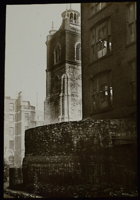 THE ROMAN WALLS LONDON C1910 Magic Lantern Slide PHOTOGRAPH