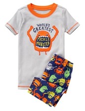 NWT Gymboree Boy Grey Tickle Monster Shortie 2-PC Sleepwear Gymmies 3 4 8