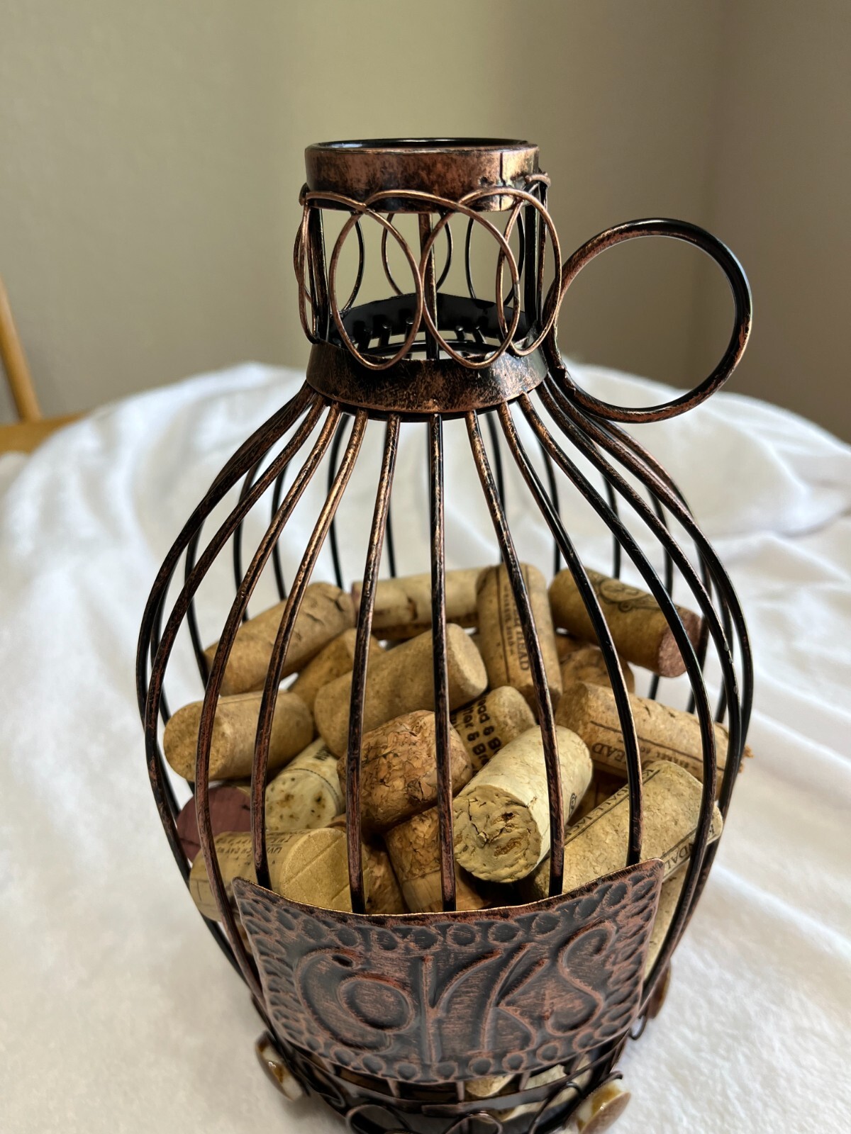 10" tall CORKS Wine Jug Decorative Wire Cage Decor eBay