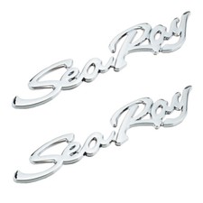 2x Chrome Sea Ray Searay SCRIPT Emblem Badge Boat Logo NEW & GENUINE Nameplate