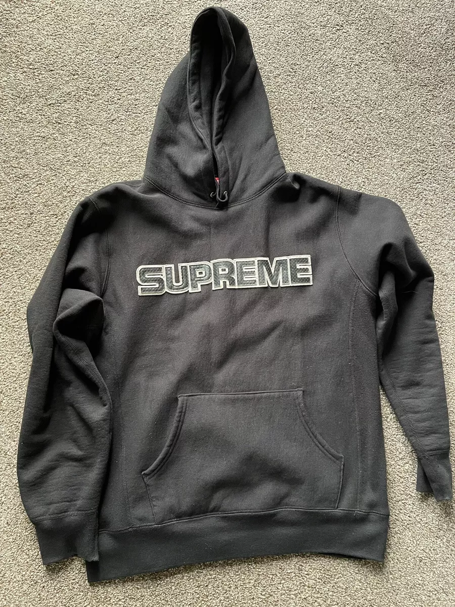 Supreme perforated leather hooded sweatshirt black sales
