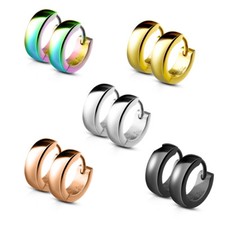 Hoop Earrings Stainless Steel Classic Plain Dome Hoops Earrings for Women Girls