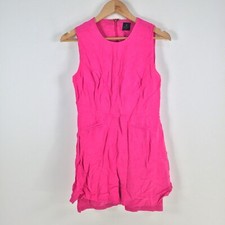 David Lawrence womens dress size 8 mini pink linen rayon sleeveless zip 105120