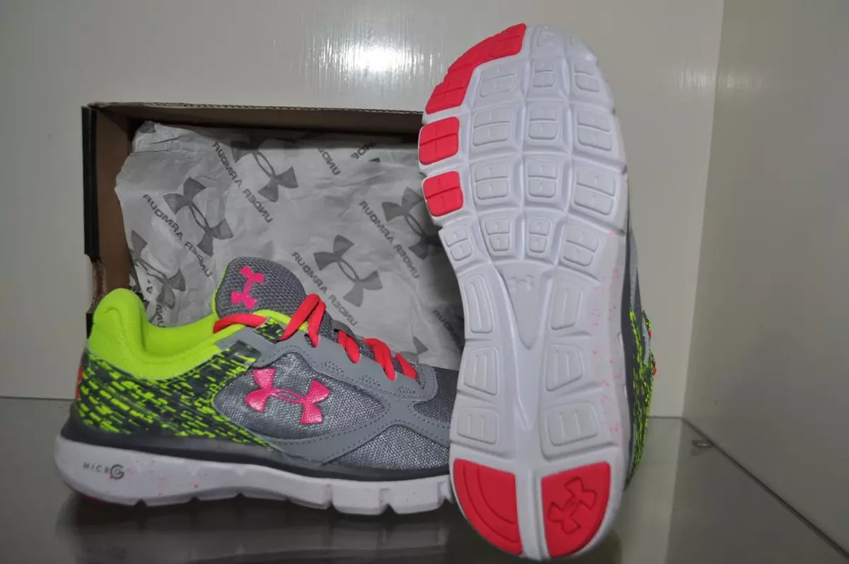 Under Armour Girls GPS GGS Velocity RN GR 1269948 035 Gray Pink Yellow NIB