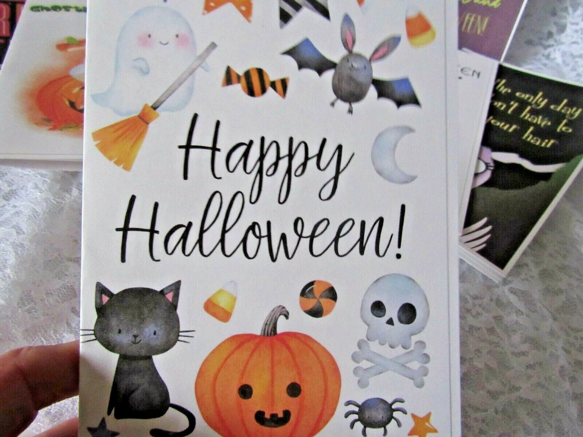 Happy Halloween card with all the Halloween logos, verse, envelope.FREE SHIPPING