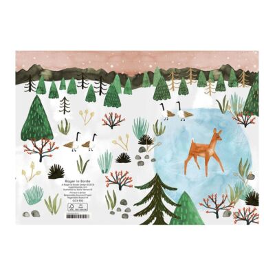 Deer on Ice Weihnachtskarte Goldfolie + ENV 170mm x 120mm Roger la Borde