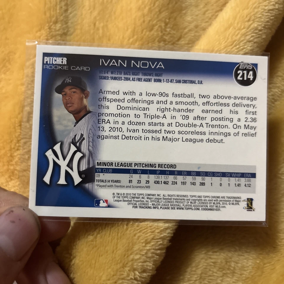 2010 Topps Chrome - Ivan Nova #214 Rookie Autographs (AU, RC) - Image 2 of 2