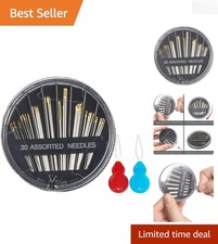 Durable Stainless Steel Hand Sewing Needles - 30 Assorted Sizes with Threaders