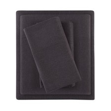 Queen Flannel Sheets Set, Ultra Soft, Fits 16" Mattress, Dark Grey, 4 Piece