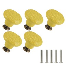 Yellow Ceramic Knobs 10 Pack Flower Drawer Pulls Vintage Cabinet Knobs - Antique