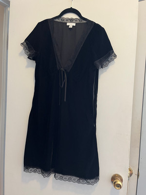 Topshop Black Velvet Lace Trim Mini Dress UK 12 US 8 Tie Front Short Sleeve | eBay Topshop Black Velvet Lace Trim Mini Dress UK 12 US 8 Tie Front Short Sleeve | eBay