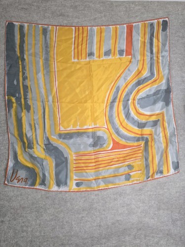 Vera Neumann Vintage Midcentury Geometric Scarf Oranges/Grey, 26" Square - Picture 3 of 4