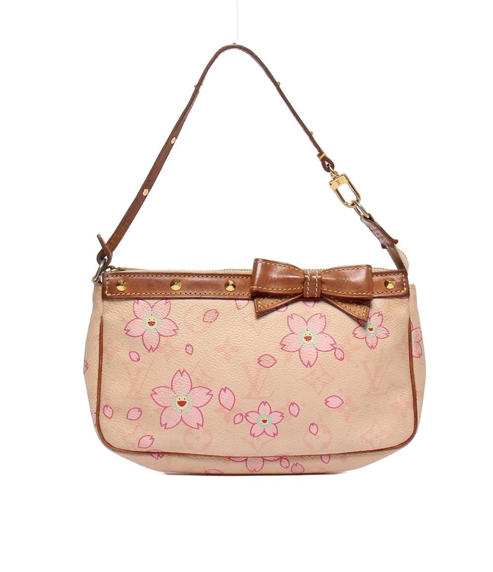 Auth LOUIS VUITTON Pochette Accessoires M92007 Rose Monogram Cherry Blossom