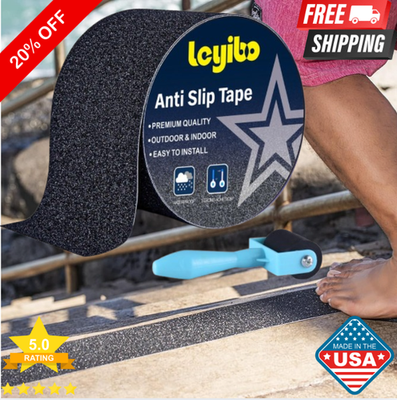 #ad Anti Slip Safety Tape 4” x 35ft Rubberized Non Skid Step Grip w Roller $16.98