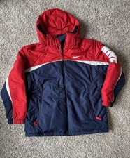 Y2K Nike Boys Large 14-16 Reversible Coat With Removable Hood Red White Blue