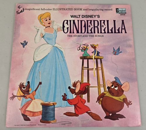 1969 WALT DISNEY LP 12" VINYL RECORD CINDERELLA STORY AND ILLUSTRATED BOOK 3908