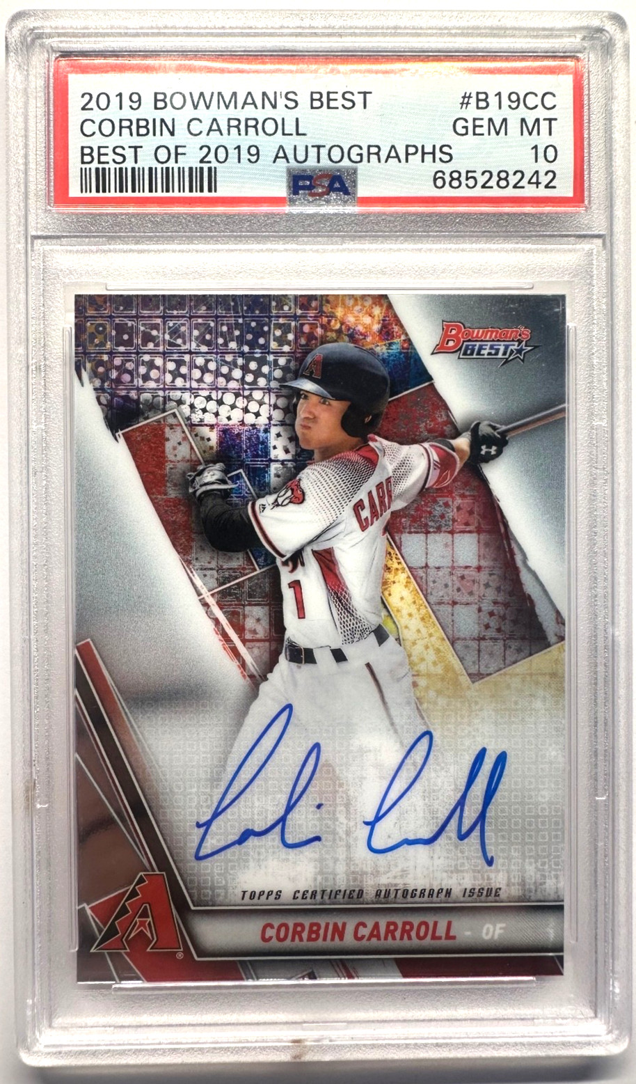 2019 Bowman's Best of 2019 Auto Corbin Carroll #B19-CC (AU, RC) PSA 10 GEM