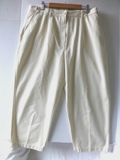 LL Bean Womens 16 Petite Original Fit Capri Pants Cream Adjustable Waist Cotton