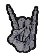 Sign of Horns Skeleton Patch Devil Horns Heavy Metal Rock  Roll Biker Logo